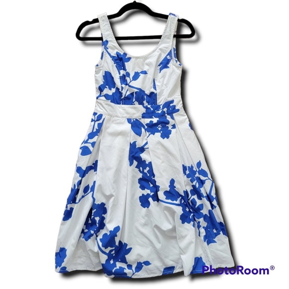 White and Blue Floral Dress - Picture 1 of 4